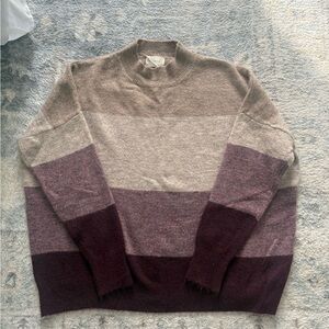 Women’s Oversized Striped Sweater - Brown and Purple